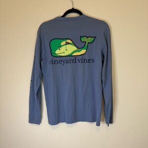 Vineyard Vines Golf  field Whale Shirt Blue Long Sleeve Men XSmall